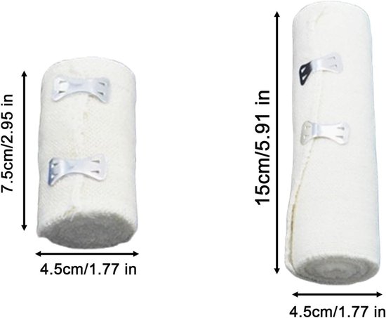 Set van 8 Elastische Verbanden, Drukverbanden met Metalen Clips, Zelfklevende Verbanden voor Enkelondersteuning, Arm, Been of Borstblessures — afbeelding 3