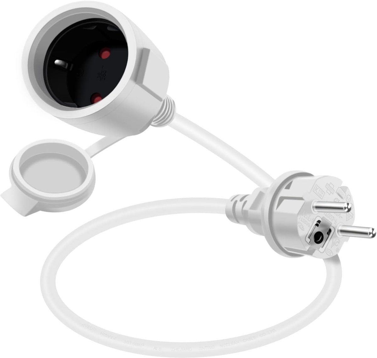 SnelShoppen - Schuko Verlengsnoer Kort 16 A 250 V Verlengsnoer met Geaarde Stekker Schuko Kort Verlengsnoer Buiten 2 AC voor Stopcontact IP44 voor Bui