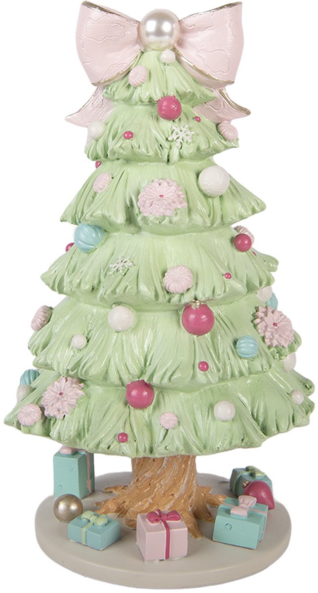 Clayre & Eef Muziekdoos Kerstboom Ø 13x23 cm Groen Kunststof