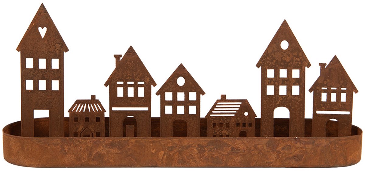 Clayre & Eef Waxinelichthouder Huis 30x8x13 cm Bruin Metaal