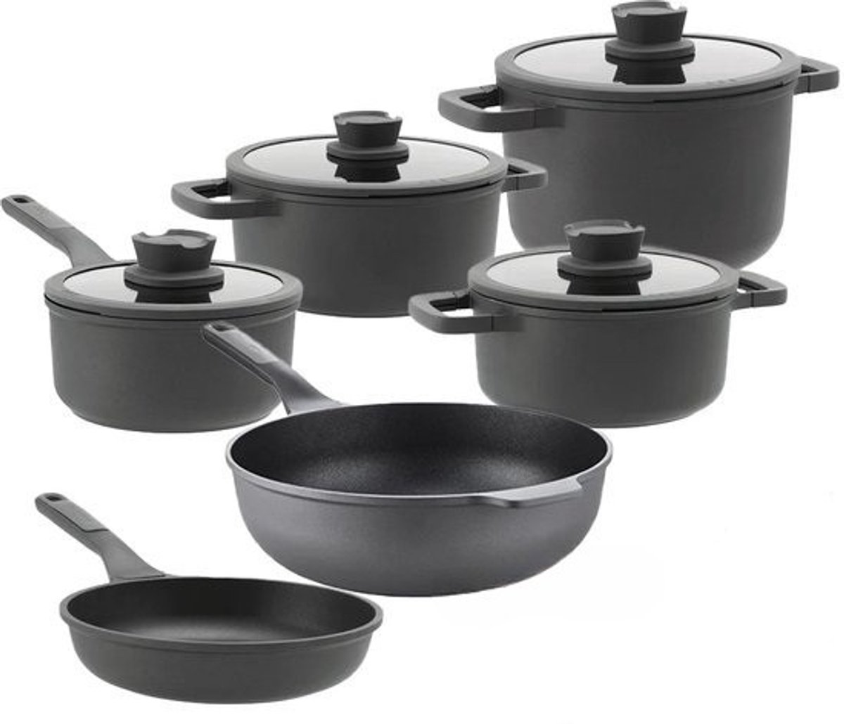 BergHOFF Pannenset Leo Stone+ 7 pannen - Downdraft met Gratis panbeschermers