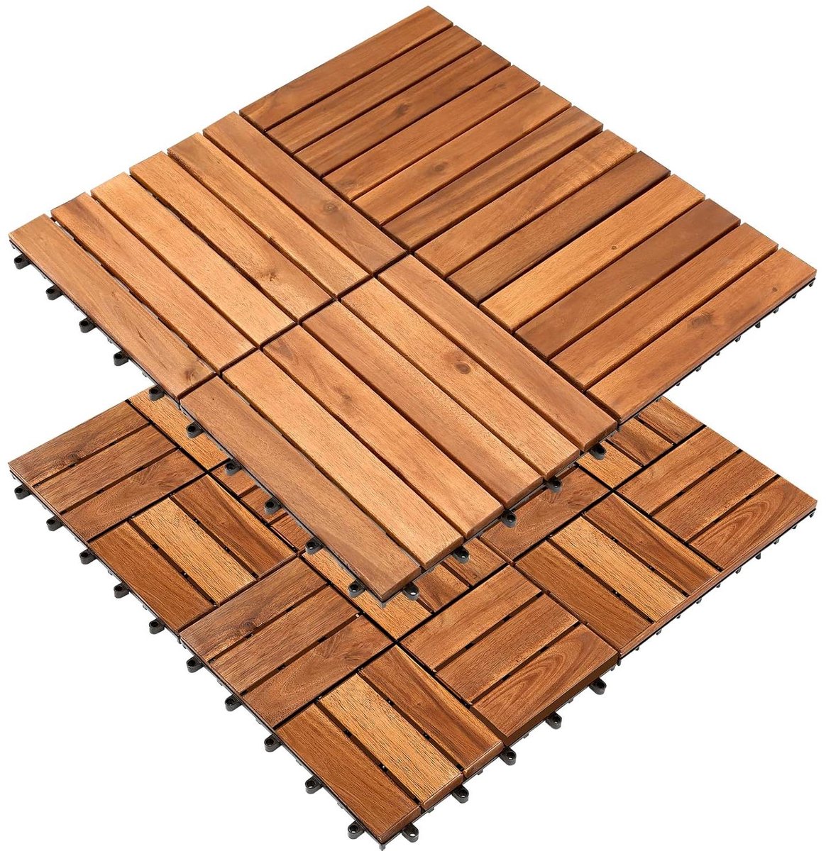 Houten Terrastegels - Vlondertegels Balkon - Terras Aanleggen - FSC Gecertificeerd Acacia - 30 x 30 cm - Houtkleur