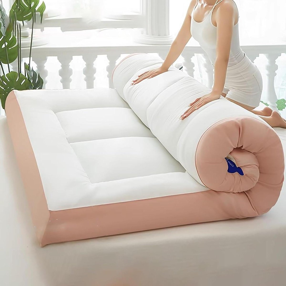 Japanse vouwmatras - Slaapmatras vloer - Ruimtebesparend slapen - Comfortabele ondersteuning - 180x200x10 cm - Roze