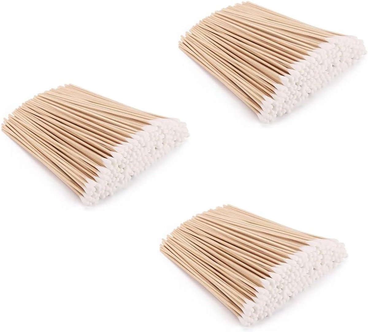 Wattenstaafjes Set - Lange wattenstaafjes Dubbelkop wattenstaafjes - Precisie reiniging - Extra lange houten staven - 15 cm - Wit