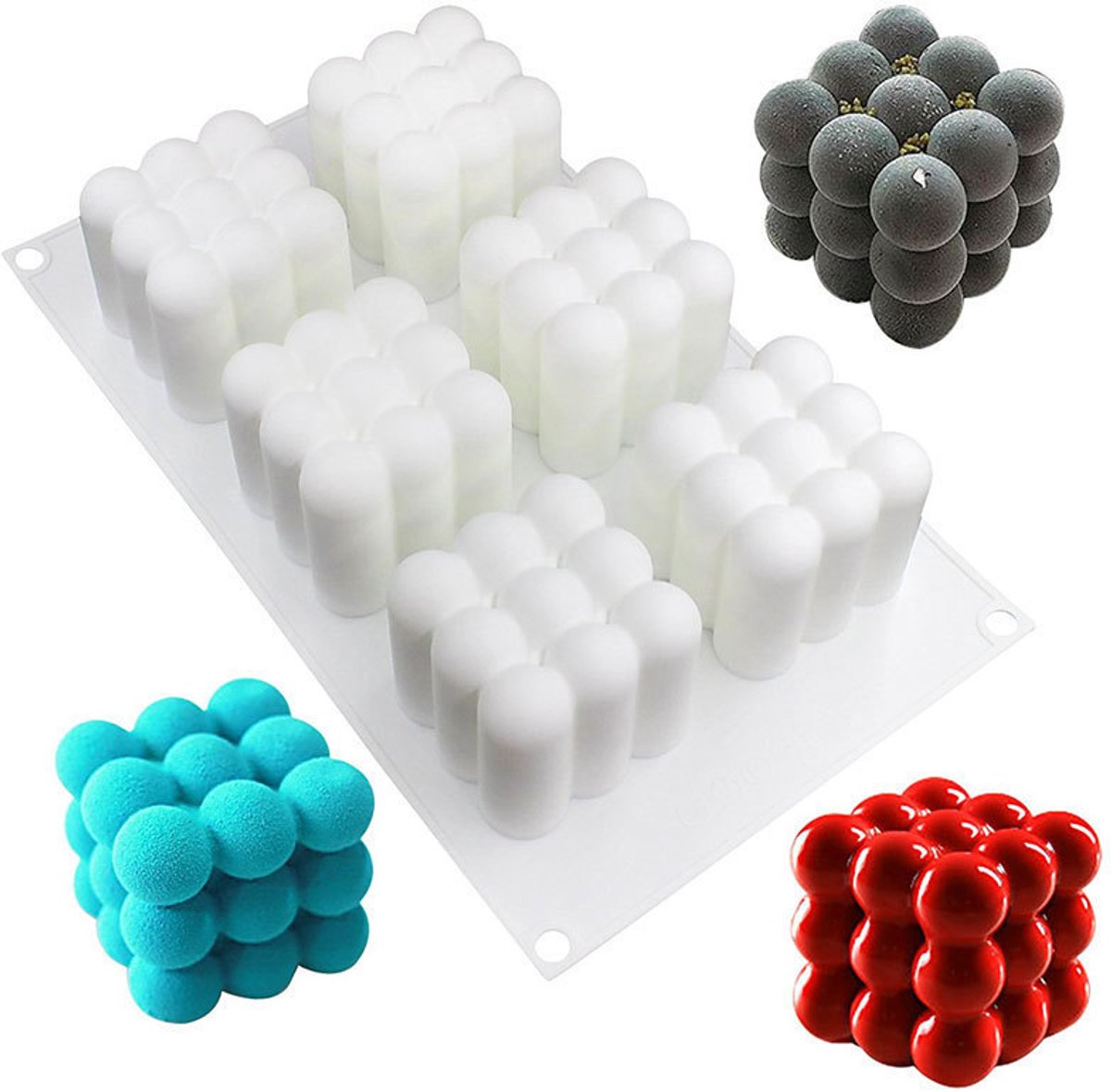 Siliconen mal / light mal bubbels 6 blokjes