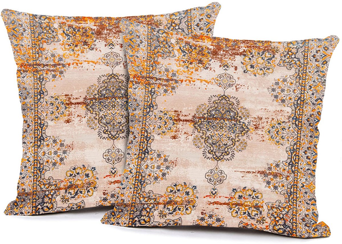 KZQ Kussenslopen - Set van 2 vierkante decoratieve kussenslopen in Boheemse stijl, zacht en duurzaam - Geschikt voor banken, woonkamers en slaapkamers - 50x66 cm - Patroon