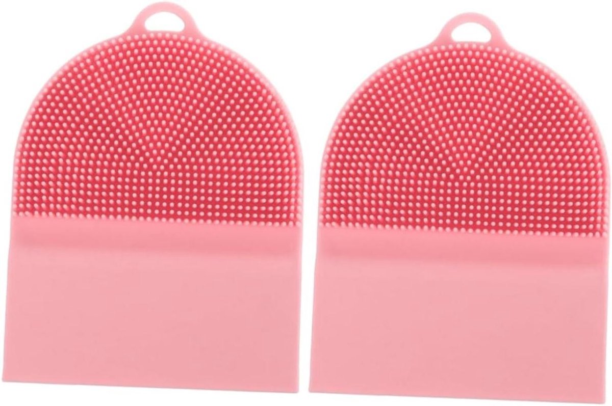 Keukenreinigingsborstel - Afwasborstel Siliconen - Afwassen van vaat - Zacht voor handen - 12 x 9 cm - Roze