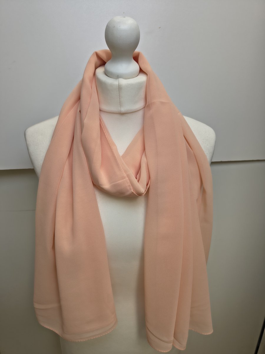 Lange dames sjaal Ditte-effen zalm abrikoos licht oranje-omslagdoek-stola