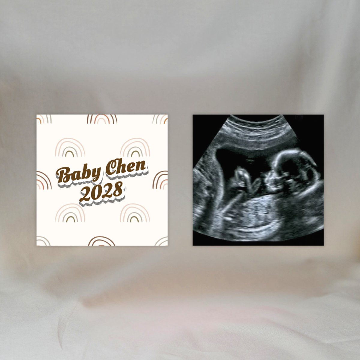 Zwangerschap cadeau - In verwachting cadeau - 2x Gepersonaliseerde magneten - Foto cadeau - 5x5 cm - Gepersonaliseerd cadeau - Foto cadeau van baby echo - Magneet - Magneten