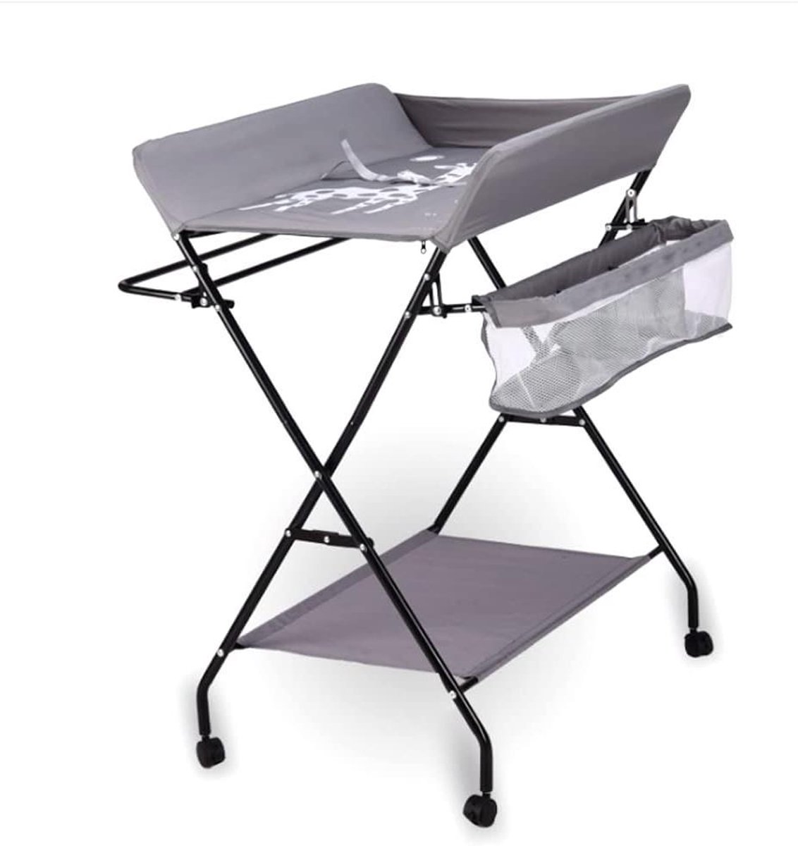 Baby Verschoontafel - Commode Tafel - Baby Verzorgen - Inklapbaar Ontwerp - 80x63x96 cm - Grijs
