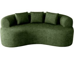 Lexzurn Zitbank 168 X 90 X 67 Cm - Extra Diepe Zitting Met Dikke Kussens - Voor Compacte Woonkamer - Ergonomisch ontwerp - Chenille - Olijfgroen