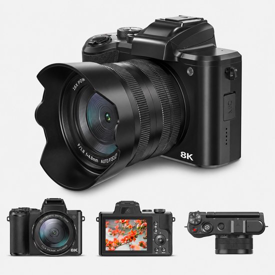 K&L Digitale Fotocamera 8K met WiFi - 88MP - 16 x Zoom - 64GB - 60FPS - HDR - Compact Camera - Vlog Camera