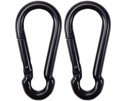 BCF-Products - Karabijnhaak - 8x80mm - 2 stuks - Zwart - Musketonhaak - Carabiner