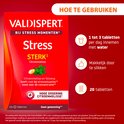 Rode Valdispert verpakking met afbeelding van citroenmelisse en gember. Instructies voor gebruik rechts.