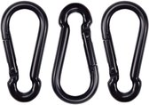 BCF-Products - Karabijnhaak - 8x80mm - 3 stuks - Zwart - Musketonhaak - Carabiner