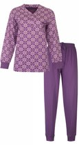 Medaillon Dames Pyjama - Lange Mouwen - Katoen - Lila - Maat XL