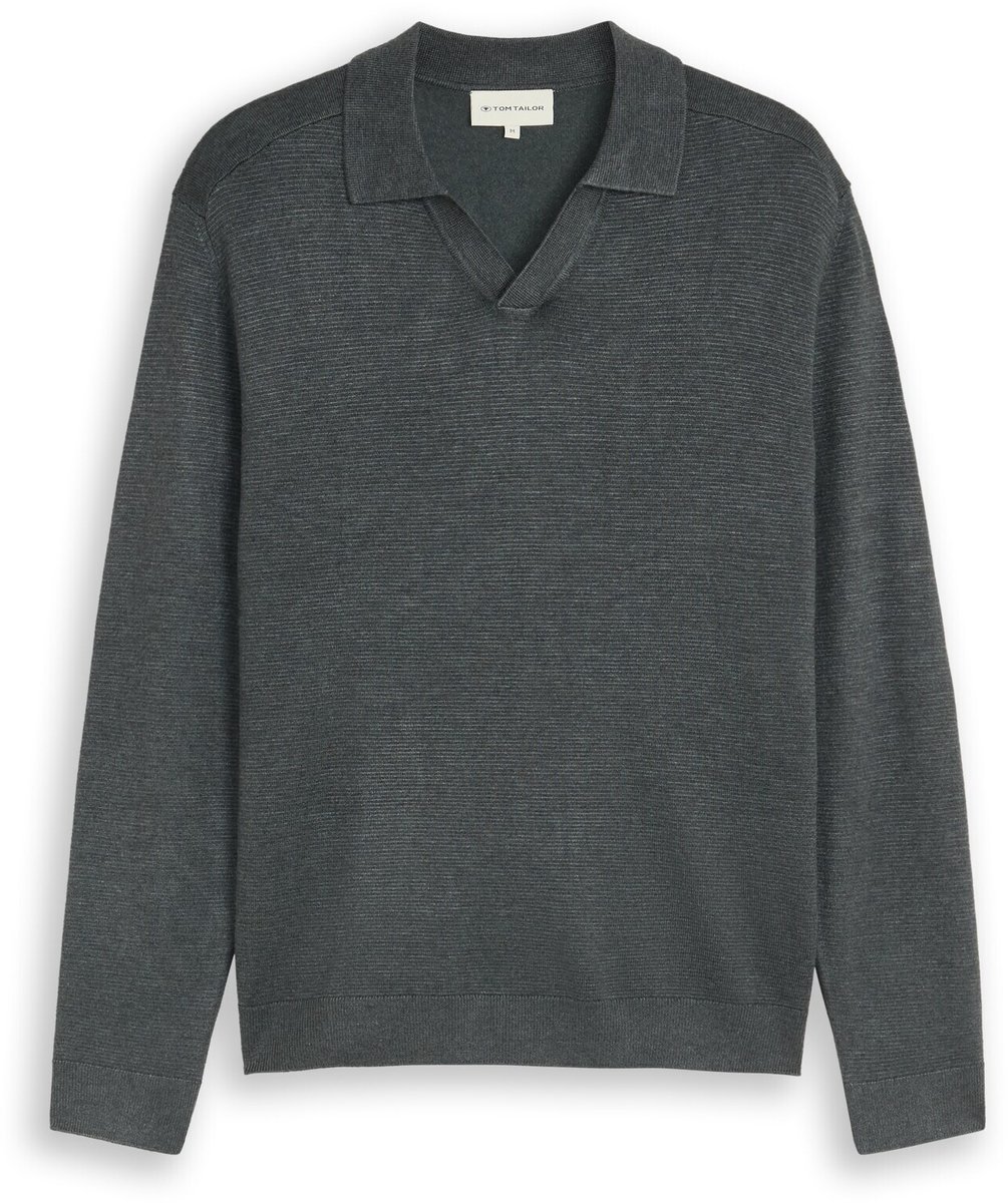 Tom Tailor - Gebreide trui met polokraag - Maat S - darkest olive melange
