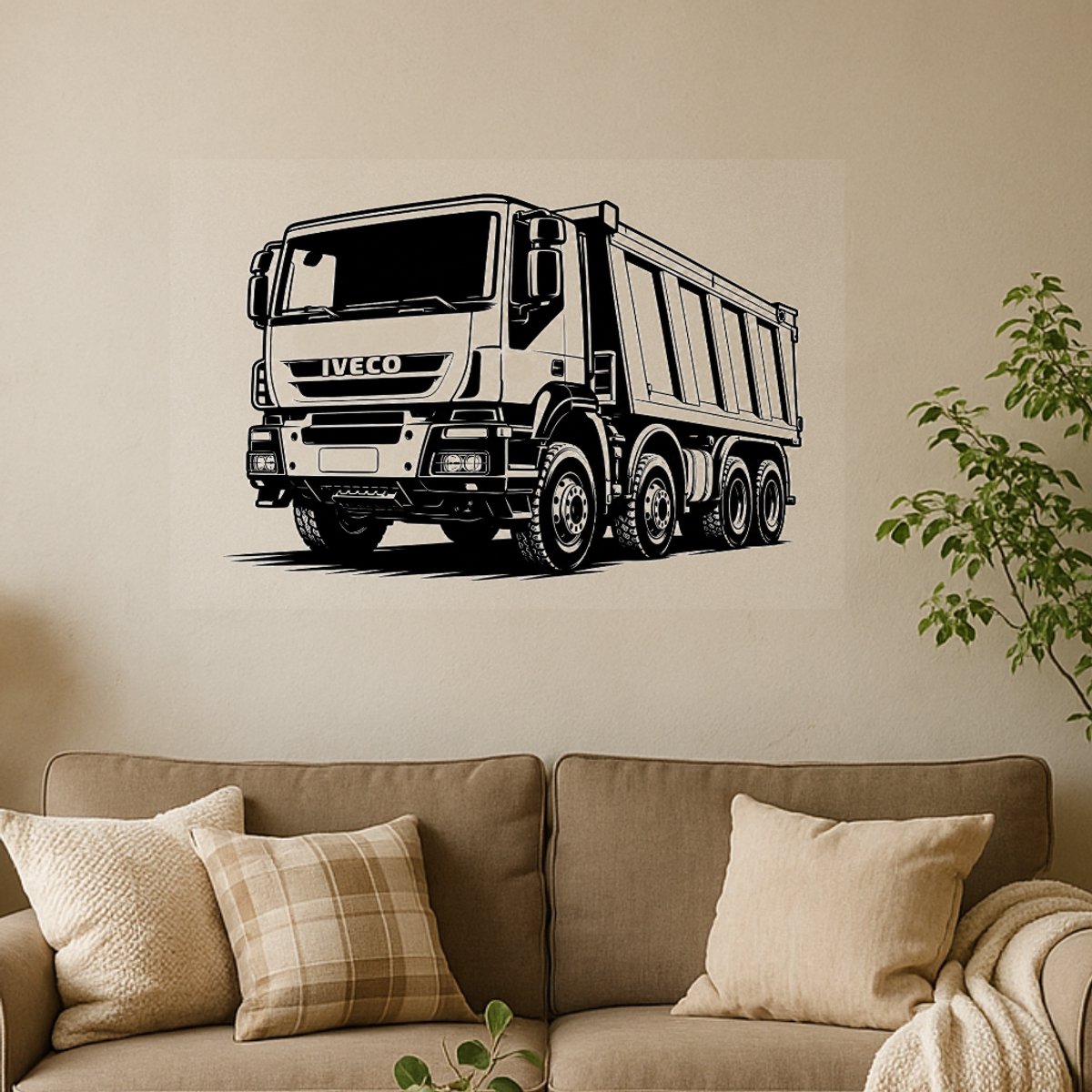 BR2Laser Iveco Trakker – Wanddecoratie – Lasergesneden Hout – Tractor kunst – 75 cm Breed