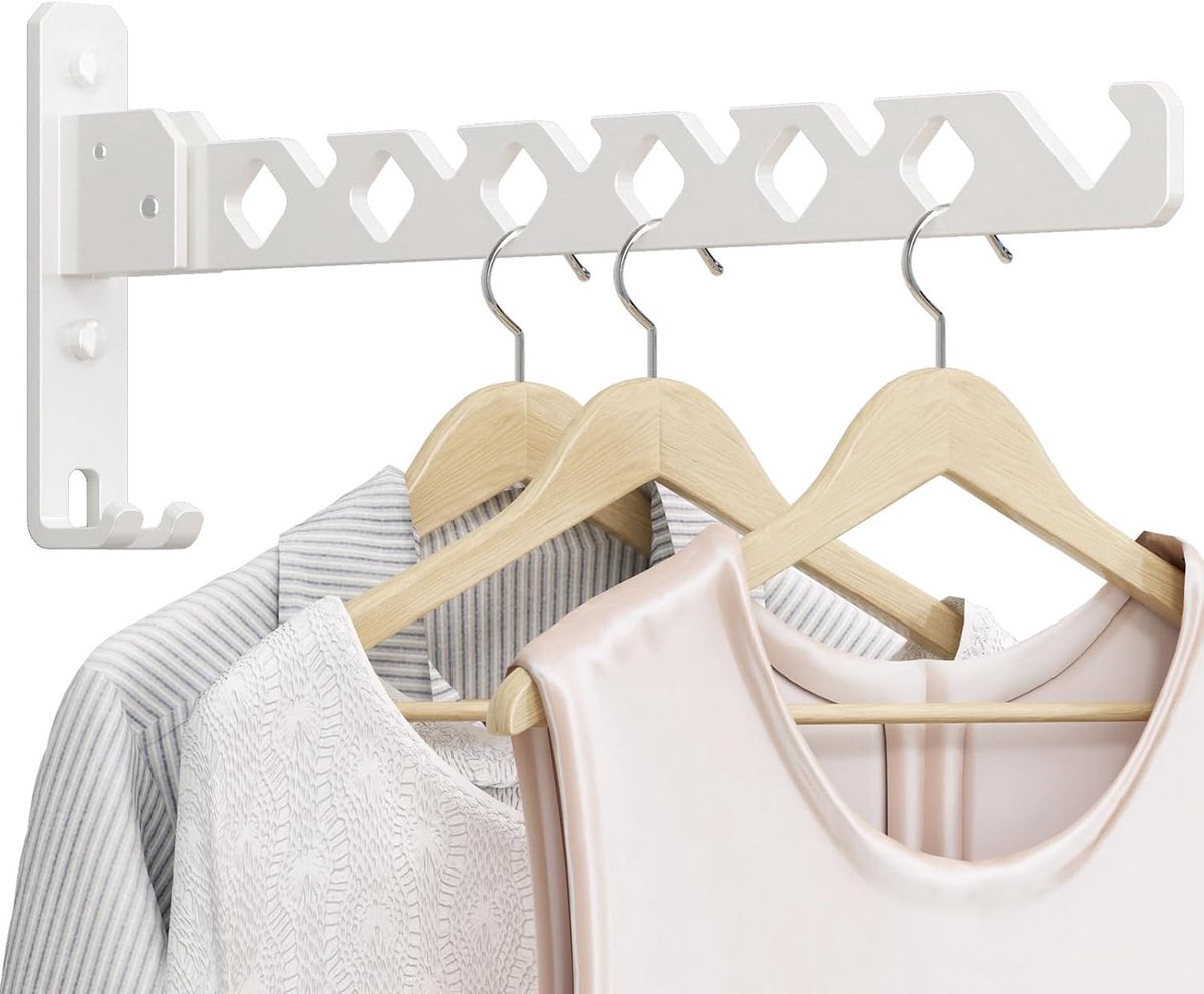 Vouwbare Wand Kledinghanger Rek - Meerhaken Metalen Kleding Organizer - Zware Opvouwbare Kleding Ophangbar voor Slaapkamer Hal Wasruimte Kast Kleding Opslag