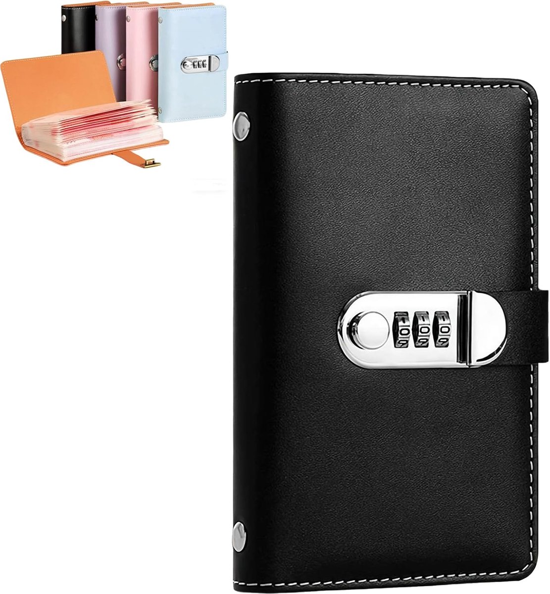 LISM-De '100 Envelope Challenge Binder', een spaaruitdagingsboekje met enveloppen en gepersonaliseerde codes, is een spaarmap met enveloppen waarmee u uw spaardoelen kunt bereiken (zwart).