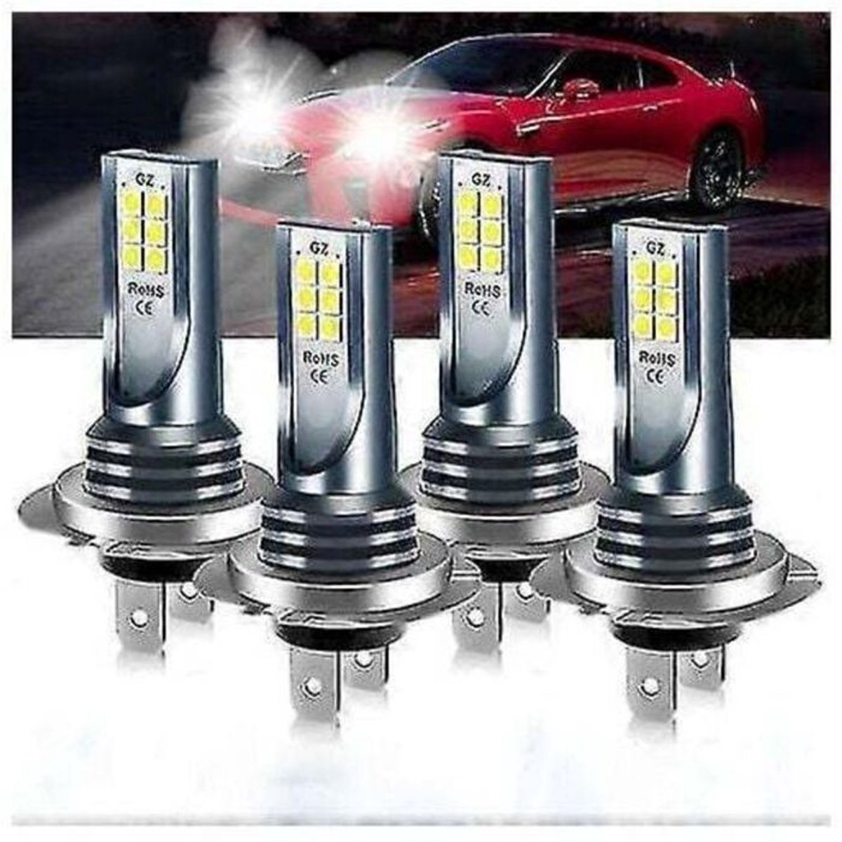 LISM-4 H7 LED-koplampen (dim- en grootlicht), 220 watt, 600.000 lumen, superhelder wit licht van 6000K.