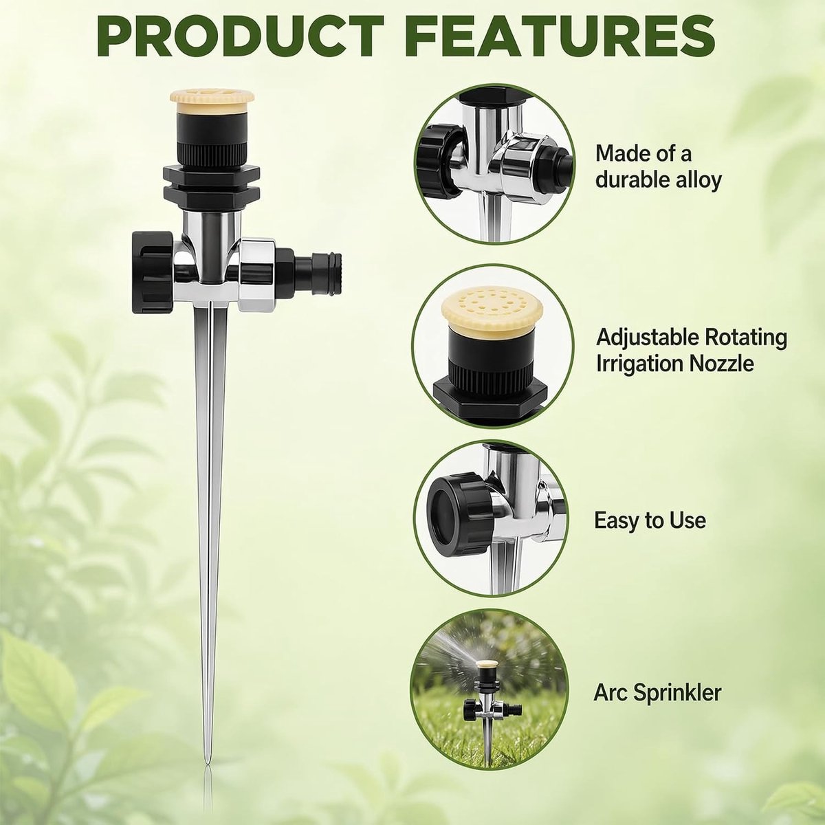 Dubbele verpakking van 2 metalen gazonsproeiers voor tuinirrigatie, automatische tuinsproeier met 360 graden dekking voor optimale waterverdeling en gazonverzorging