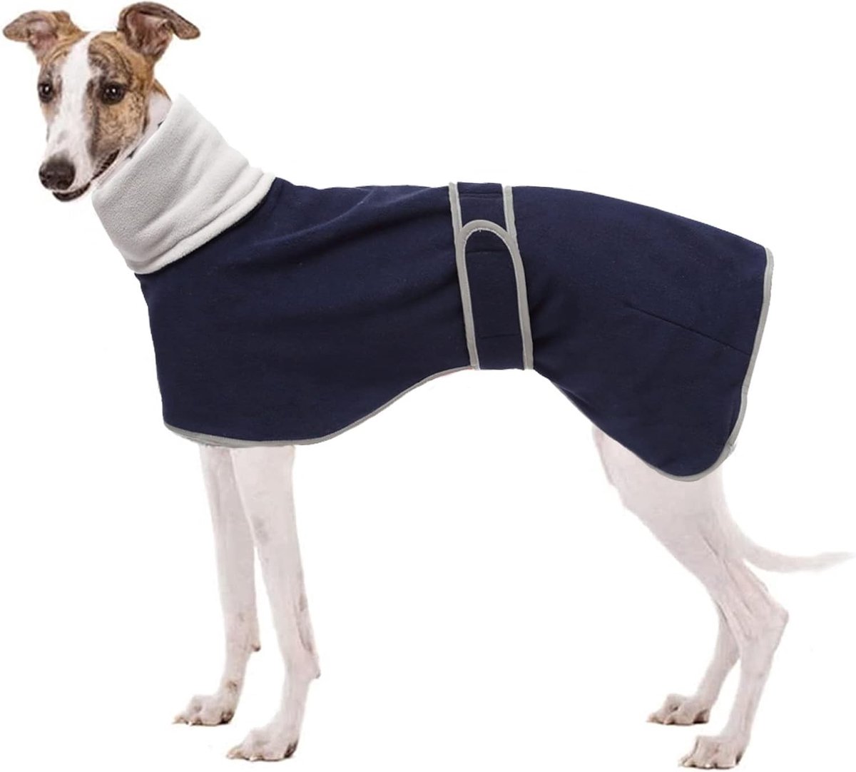 Warm Fleece Sweater voor Greyhounds en Honden van Middelgrote en Grote Rassen, Winterjas met Staande Kraag en Verstelbare Band, Blauw - XXXL