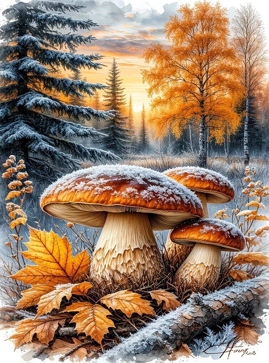 50x40cm Diamond Painting herfst paddestoelen (vierkant) nr 3