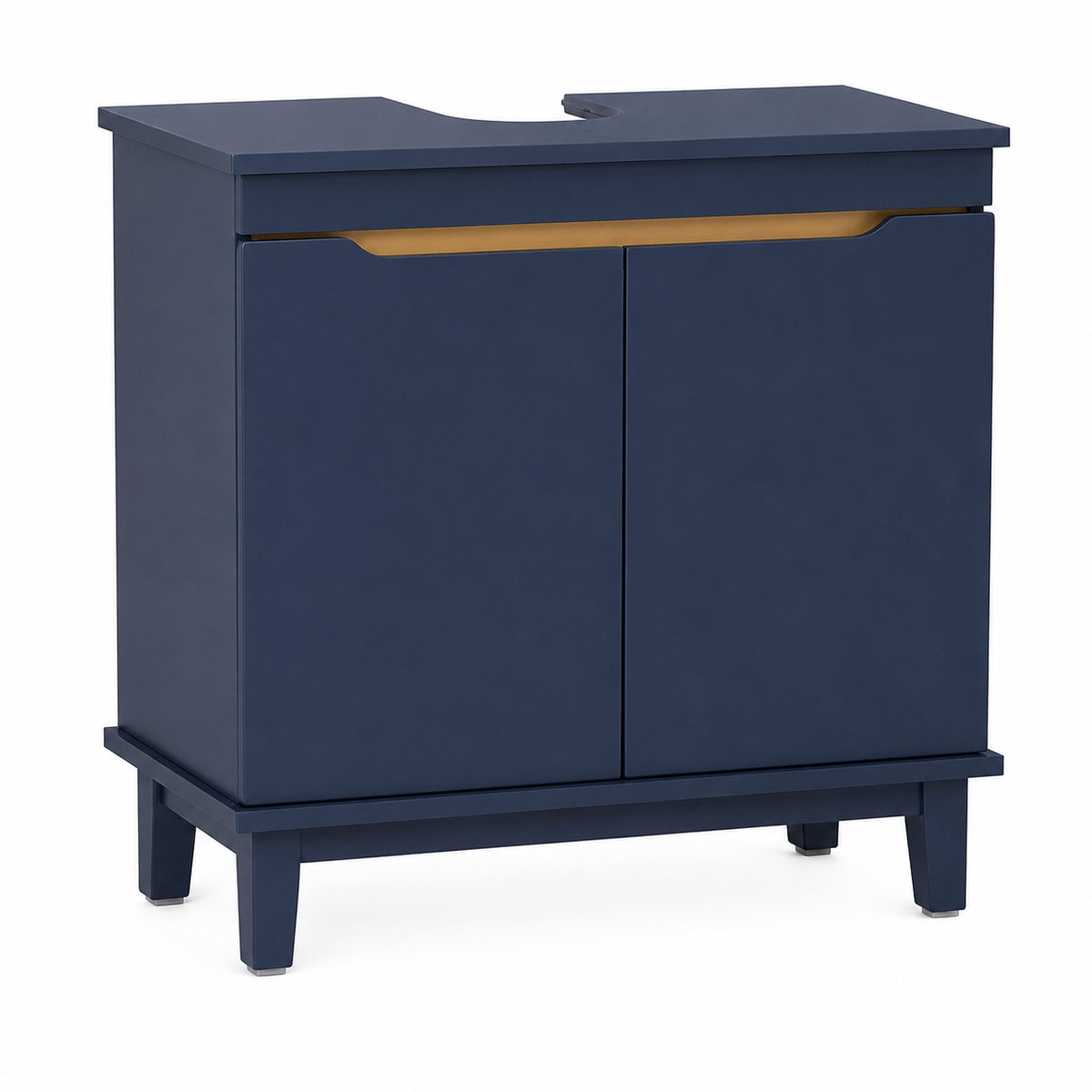 Home & Beyond® Wastafelonderkast met Sifonuitsparing - Vrijstaande Badkamerkast - Donkerblauw en Goud - 60 x 26 x 59 cm