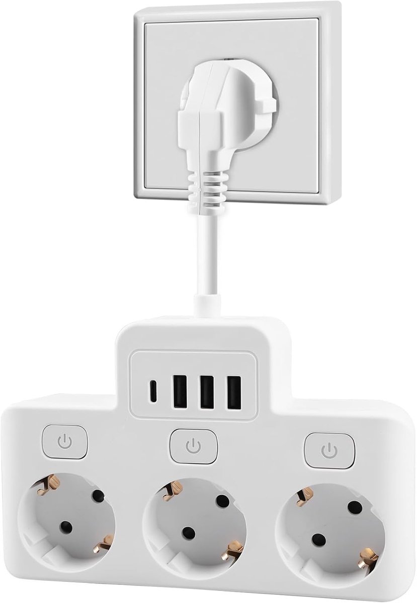 3-Voudige Stekkerdoos met USB-poorten voor Thuis en Kantoor