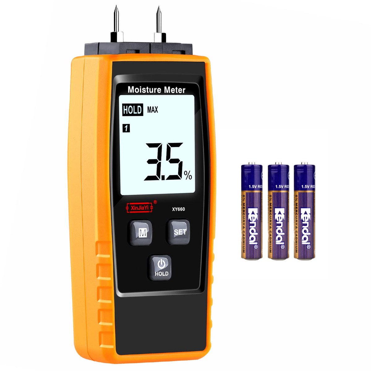 Thijox - Digitale Houtvochtigheidsmeter 8-in-1 Vochtmeter voor Muur, Hout, Gipsplaten, Vloer en Waterleksensor - Geel, Ideaal voor Brandhout en Droogb