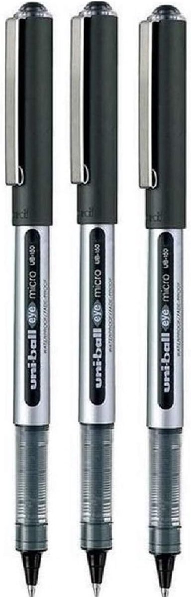 Thijox - Uni Ball Black Eye Micro Rollerball Pen 0,5 mm Metalen Punt 0,2 mm Waterdichte Pigment Inkt Uni Flow Systeem Pack van 3