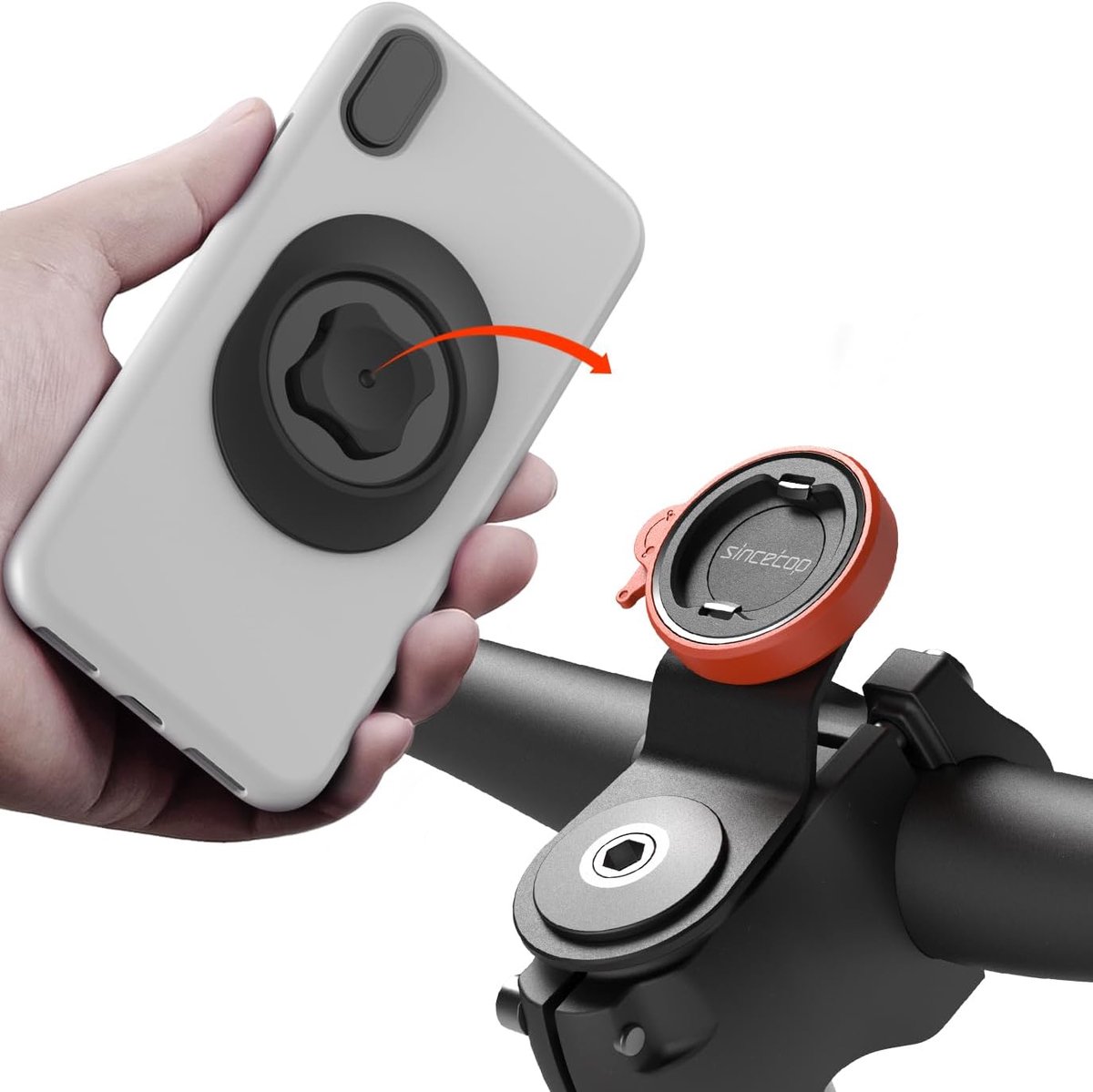 Thijox - Fiets Telefoonhouder Aluminium, Universele Stuurpen Klem voor MTB/Racefiets, Compacte Mobiele Telefoon Clip, Snel Bevestigen en Losmaken, Lic