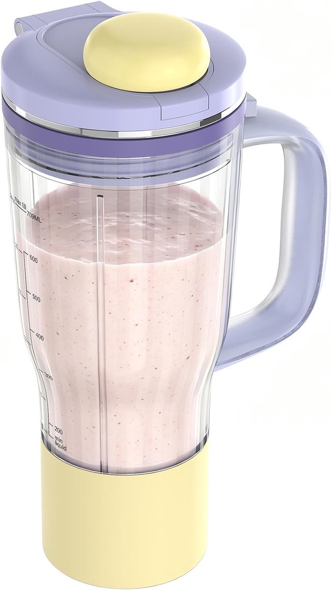 SnelShoppen - 26 oz Reisbeker voor Persoonlijke Blender, Lekvrij Deksel, BPA-vrij, Voor Onderweg, Paars/Lichtgeel, Compatibel met DB351 & DB301 Serie