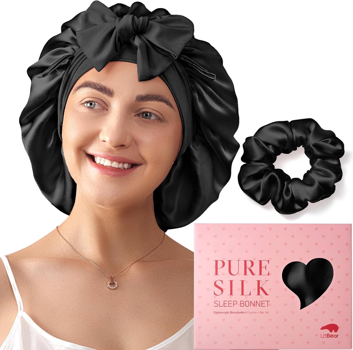 Thijox - Luxe Dames Slaapmuts van 100% Moerbeizijde, Antislip Tulband met Dubbellaagse Kap, 6A 22 Momme, Inclusief Zijden Scrunchie voor Haarbeschermi