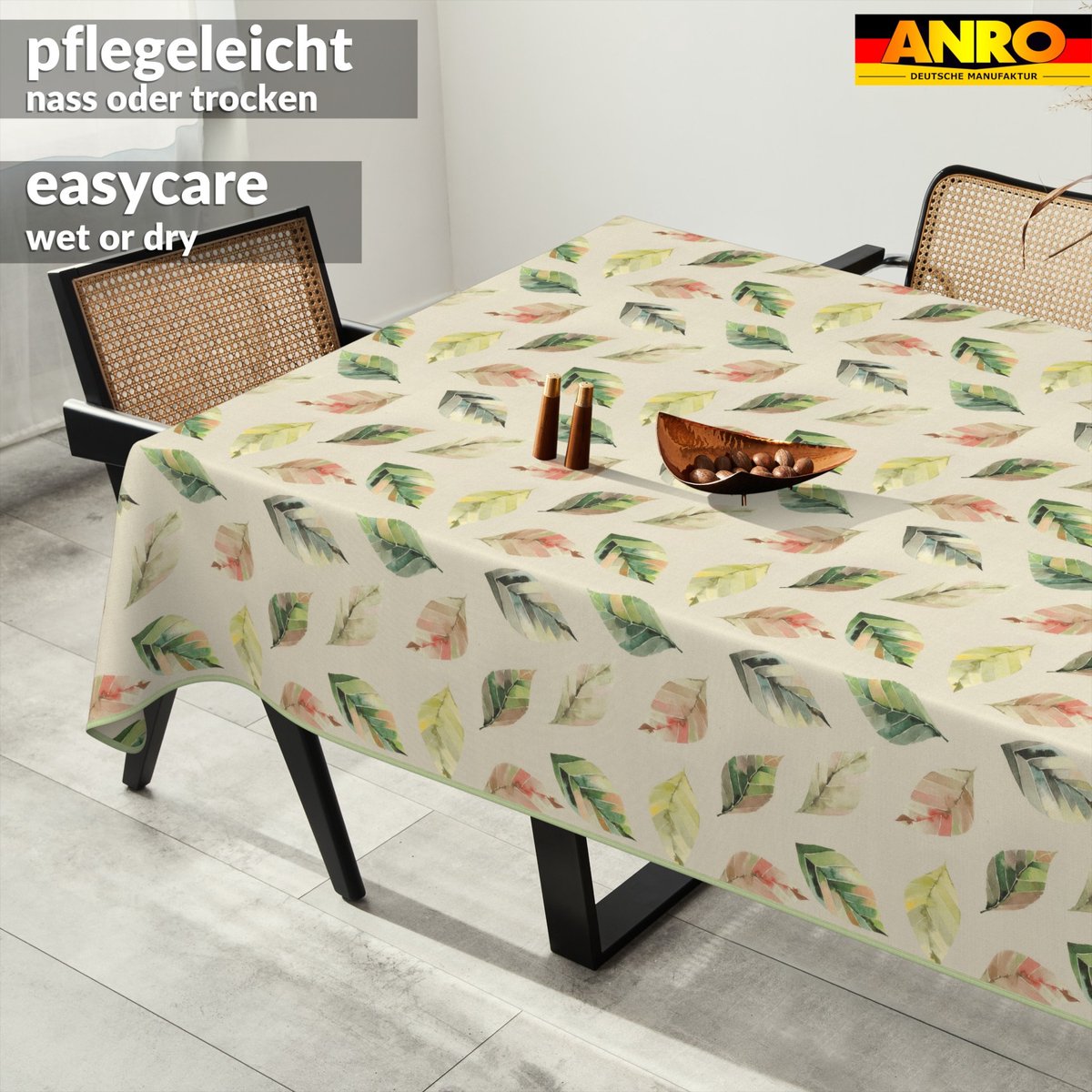 ANRO Tafelkleed Ornamenten Beige 180x100cm Met sierband Afwasbaar Waterafstotend Binnen & Buiten