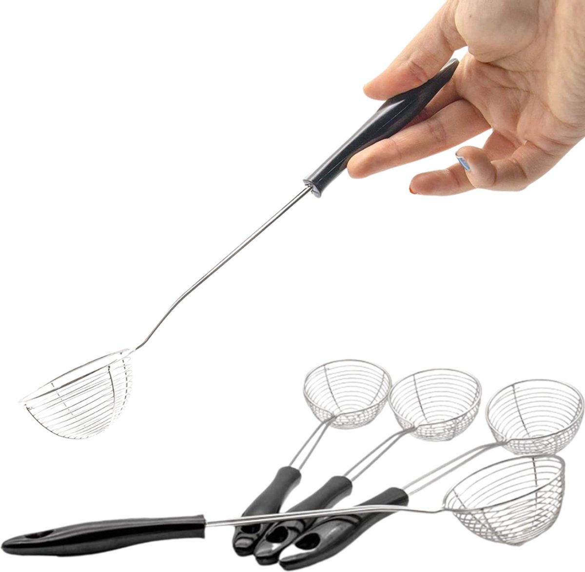 CLVP® Fondue Zeef - Zeef Voor Fondue - Fonduezeefjes - Fondueset - Hotpot Netjes - Zwart