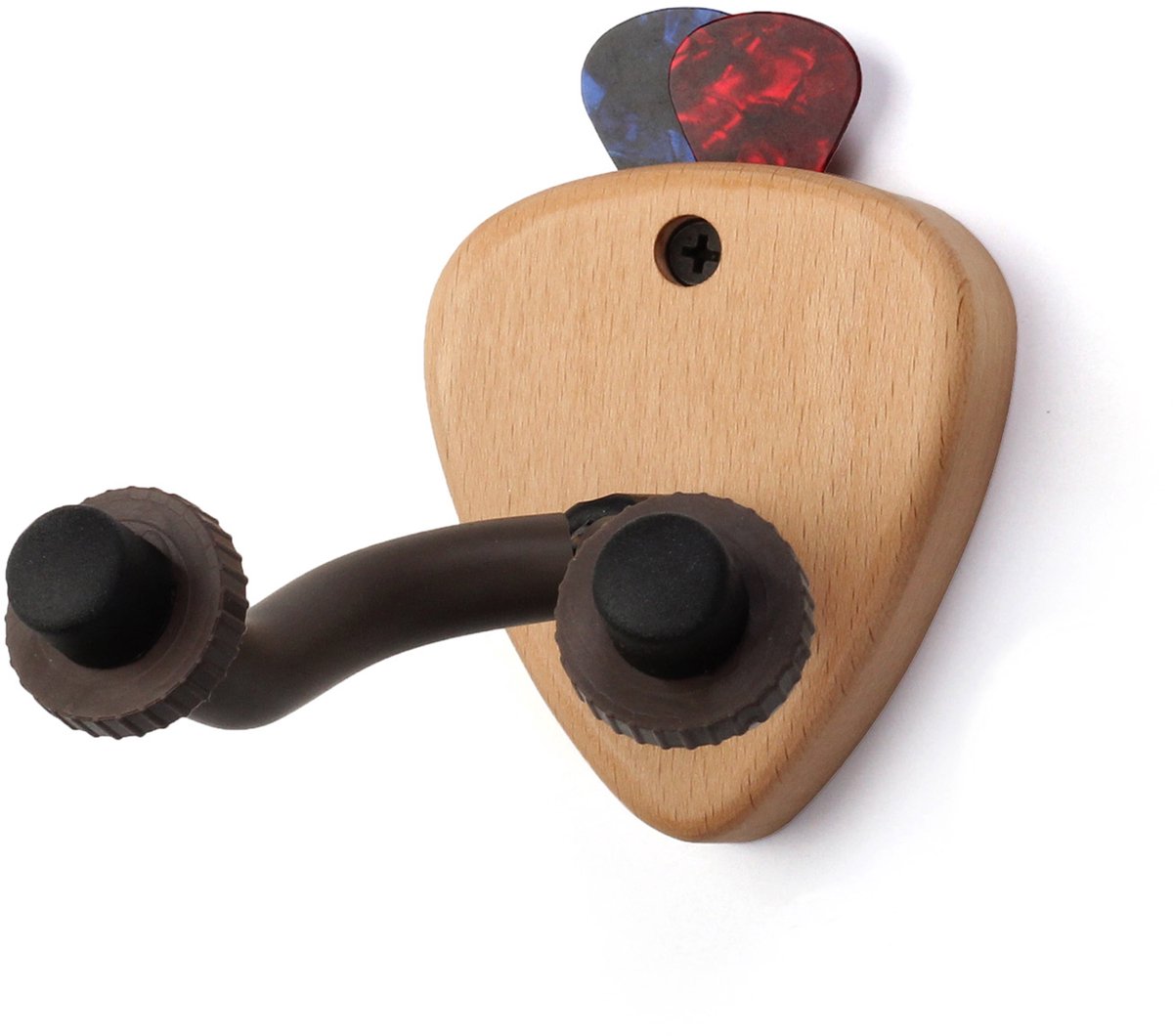 YONO Gitaar Muurbeugel met Plectrum Houder - Wandhouder Hout - Verstelbare Gitaarhouder voor Akoestische, Elektrische en Basgitaar - Ophangsysteem - Standaard