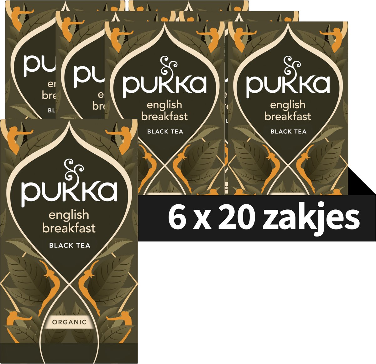 Pukka Tea English Breakfast - 120 Theezakjes - Biologische Zwarte Thee - Klassieke Blend - 6 x 20 zakjes - Thee Voordeelverpakking