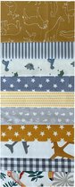 BINK Bedding - 10 lapjes - Quilt Patchwork - Stoffenlapjes 25x25 cm Geel/Grijs – Set van 10 verschillende lapjes – 100% Katoen – Patchwork, Quilten, Handwerk & DIY