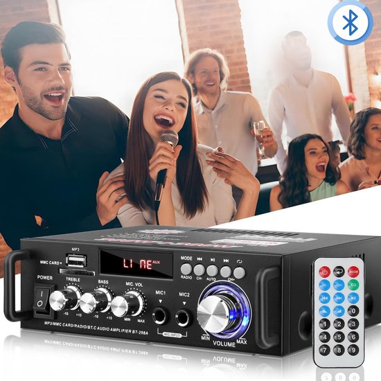 HiFi stereo audioversterker - 600W Bluetooth mini-versterker - Met basversterking, USB, MP3, FM-radio - Geschikt voor auto's en thuisgebruik - Kaart-/USB-ingang - 12V/220V Bluetooth thuisversterker - Stereo versterker — afbeelding 5