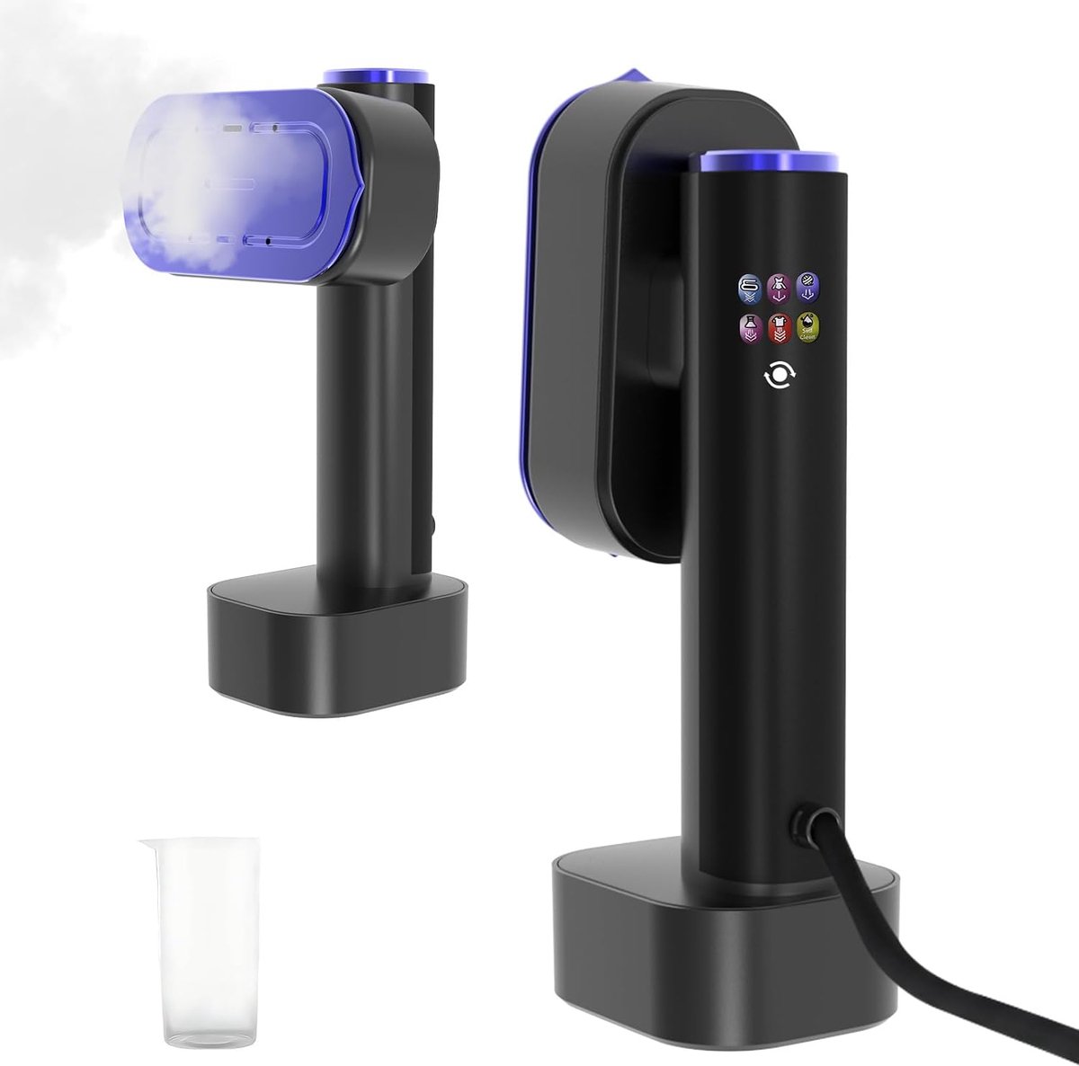 SnelShoppen Stoomstrijkijzer 1300W Reisstomer met LCD-scherm 15 Seconden Opwarmen 4 Stoommodi Draagbaar Handheld Strijkijzer voor Kleding Keram