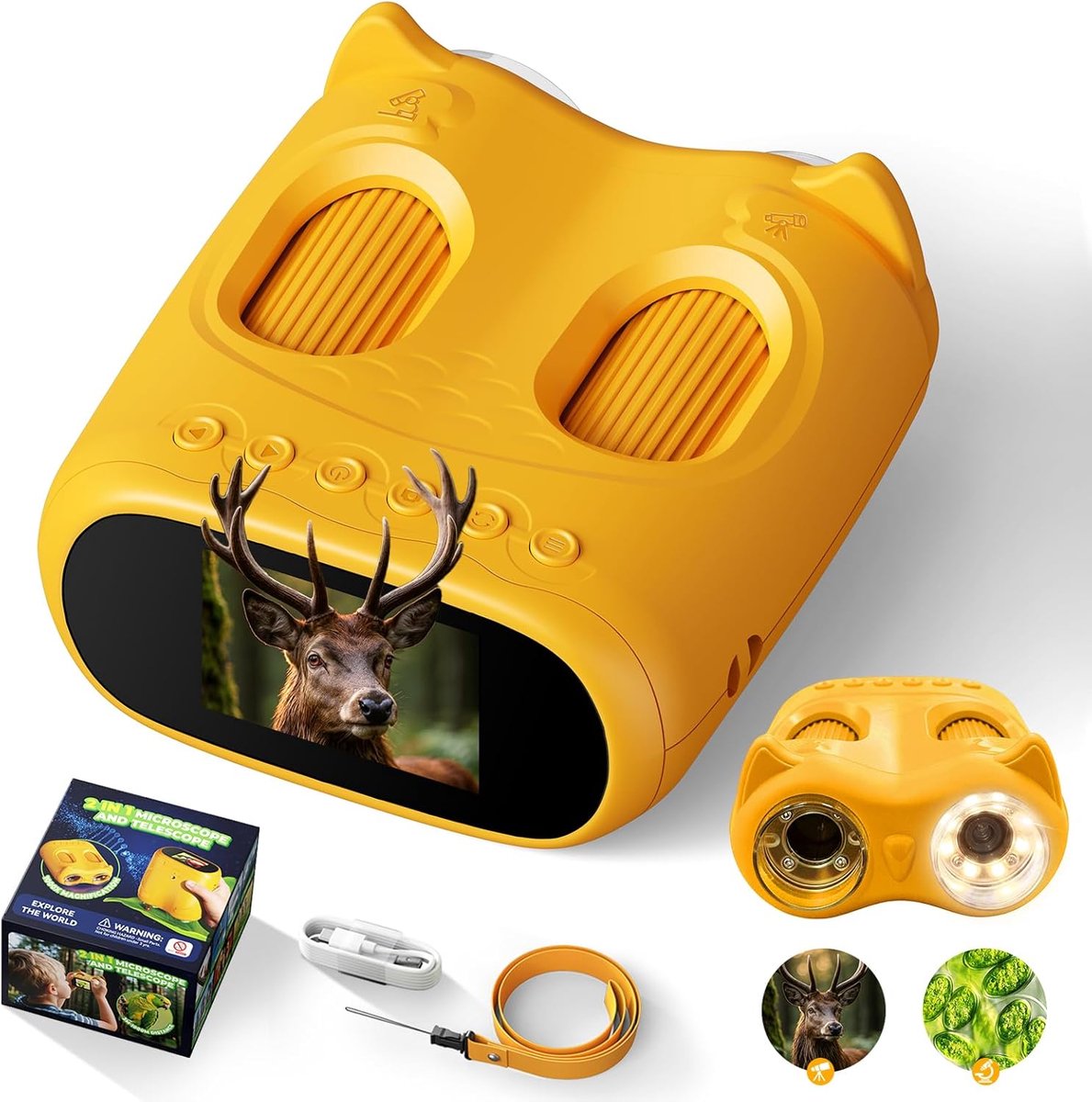 SnelShoppen - 2-in-1 Digital Microscoop & Telescoop voor Kinderen, 1000x Handheld Microscoop met 1080P Foto/Video, Educatief STEM Speelgoed voor Jonge