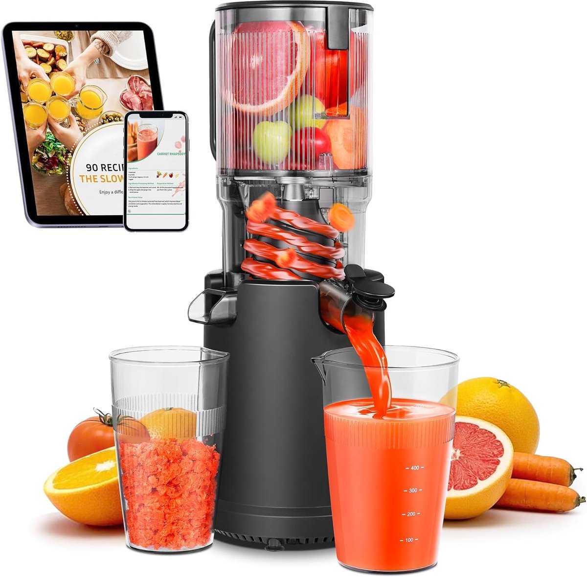Thijox AOBOSI Slow Juicer 135 mm 200 W Koude Pers Sapcentrifuge BPA-vrij Stil met Achteruitloop en Drievoudig Filter Ideaal voor Vers Sap va