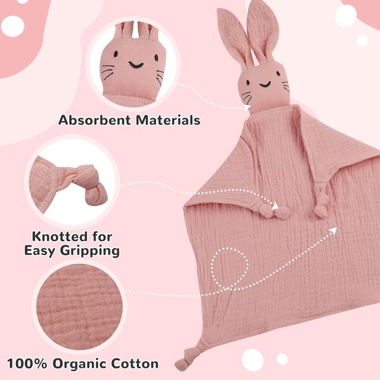 SnelShoppen - Gepersonaliseerd Knuffeldoekje voor Baby's, Slabbetje, Mijlpaalkaarten, Roze, Perfect Cadeau voor Pasgeborenen, Schattig en Zacht, Meisj van Snelshoppen — afbeelding 2