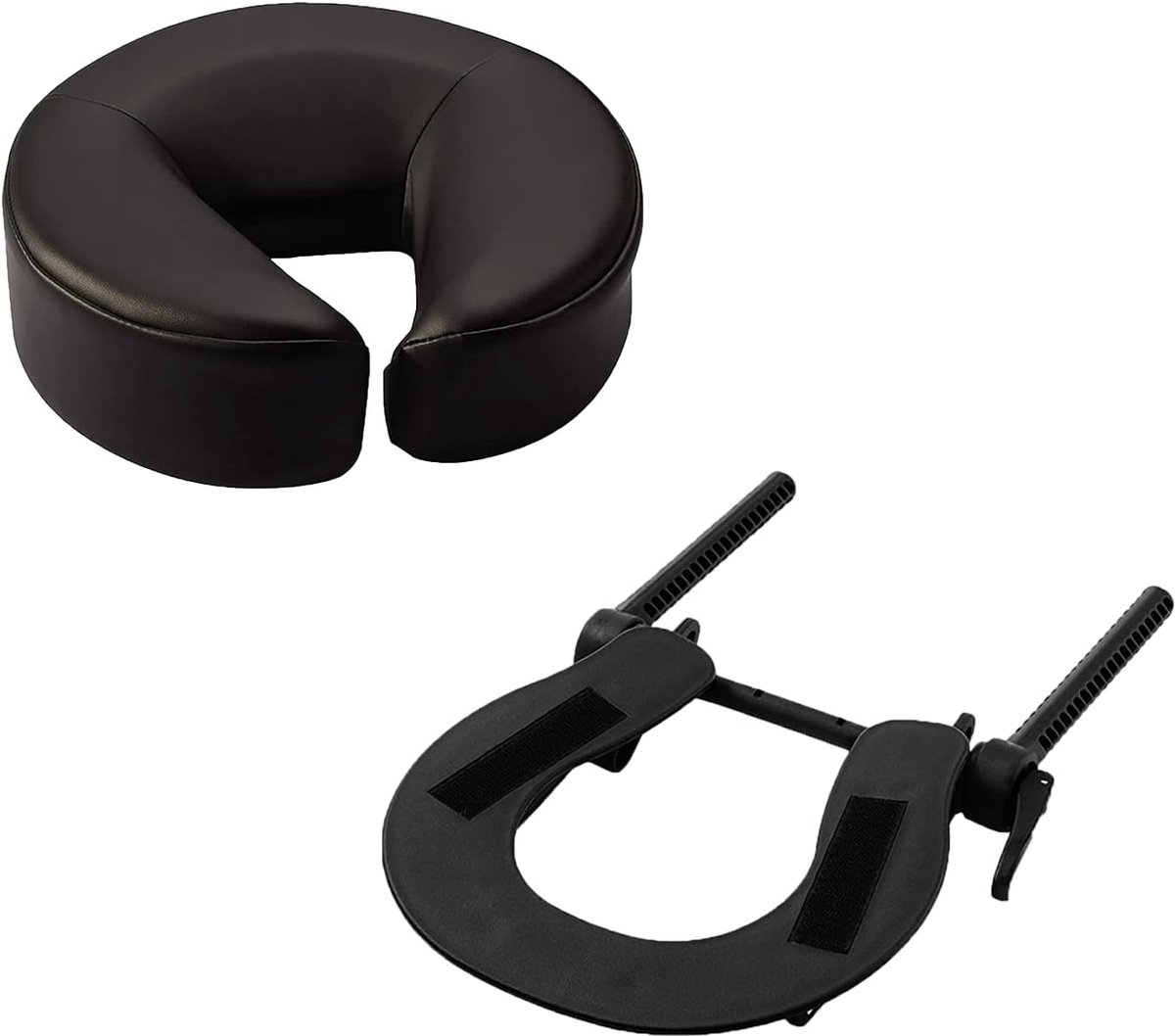 Thijox - Massagetafel Hoofdsteun Vervanging - Verstelbare U-vormige Gezichtskussen Set van Memory Foam voor Schoonheidsbed - Universeel Zwart - Comfor