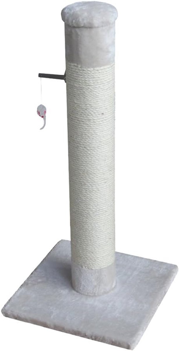 Thijox - Krabpaal voor Katten 80 cm - Crème Kleur - Verstevigende Sisal en Comfortabele Ruimte - Ideaal voor Speelplezier en Krabben