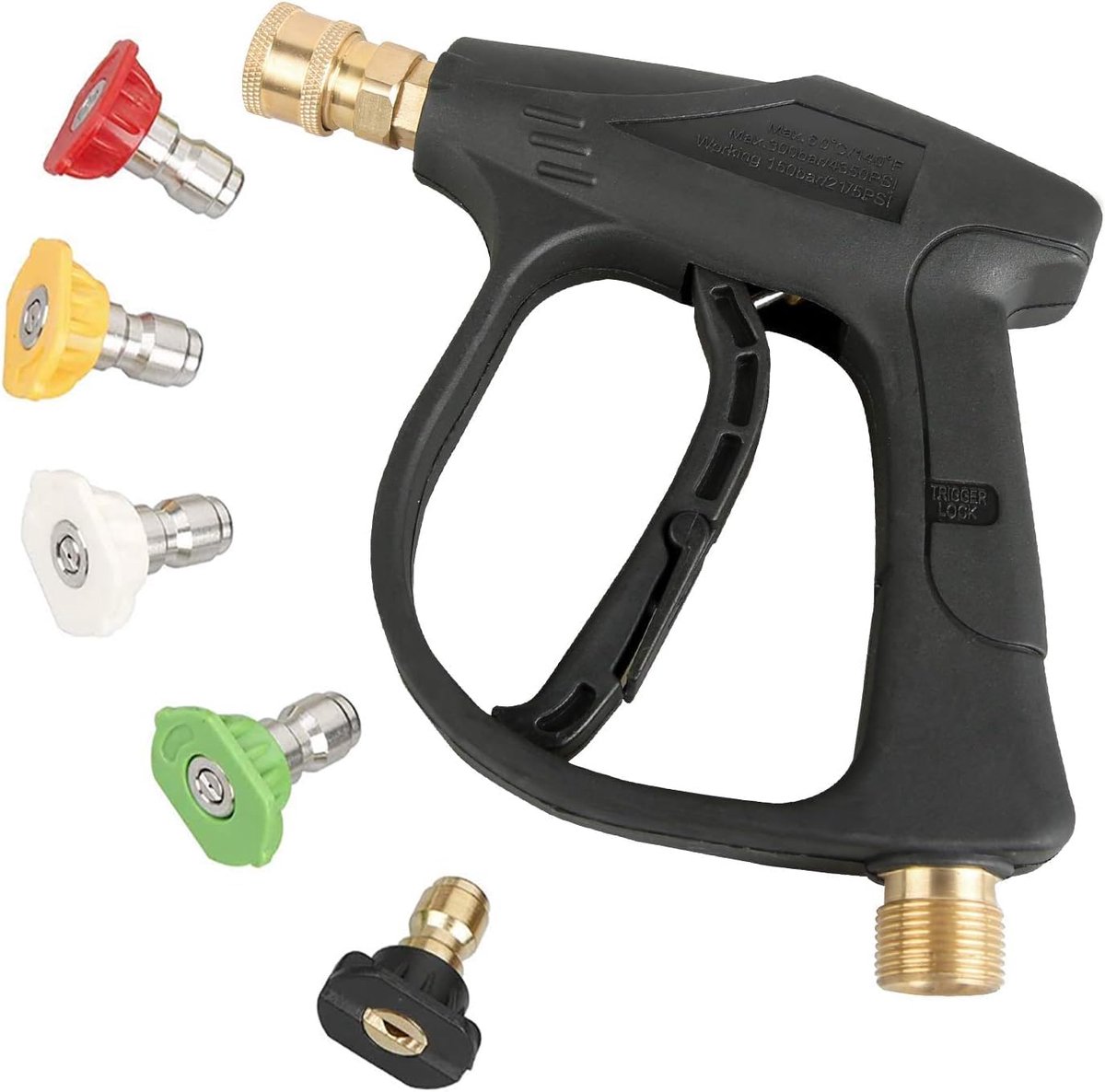 SnelShoppen - Krachtige Hogedrukspuitpistool met 5 Spuitmonden, 4350 PSI, 1/4-Inch Snelsluiting, M22 14mm Aansluiting voor Auto Wassen en Tuin Gebruik