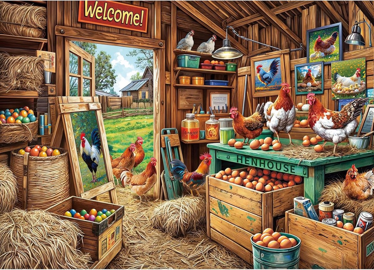 Thijox - Puzzel 1000 stukjes voor Volwassenen - Uitdagend Puzzelspel met Kippenhok Thema - Perfecte Cadeaus voor Vrouwen en Mannen - Gezellig Gezinsve