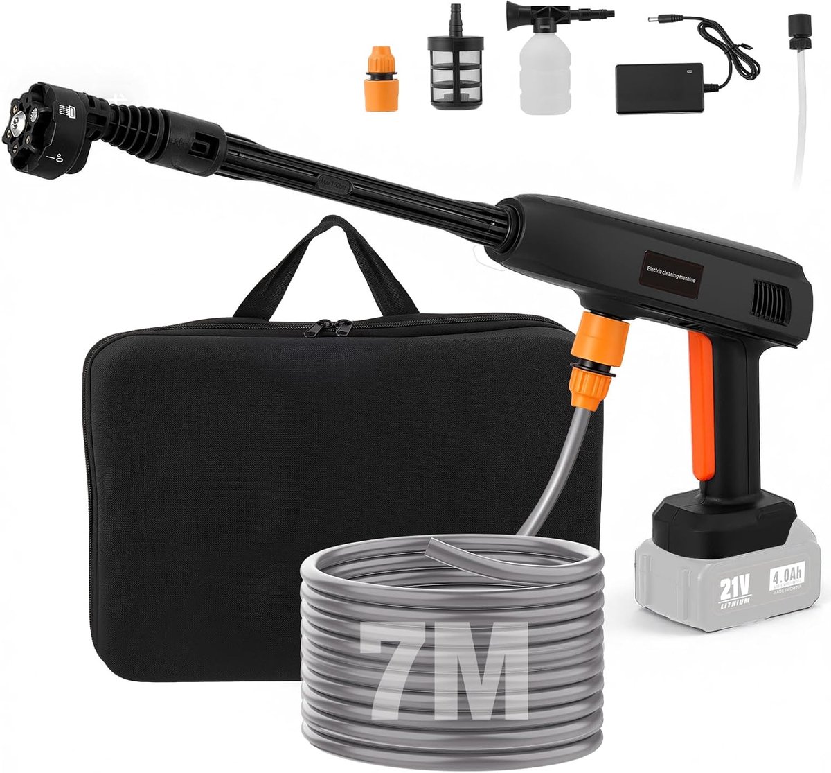 SnelShoppen - Accu Hogedrukreiniger Zonder Accu - Krachtige Waterdruk - Perfect voor Tuin, Auto, Terras, en Camping - Compact en Lichtgewicht Design